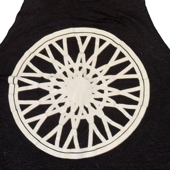 Soulcycle Muscle Tank Top Women's M Black White Wheel Design Small Spellout Back - Picture 2 of 6